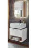 Furn.Design Badmöbel-Set 2-teilig weiß Hochglanz, Eiche mit LED Beleuchtung 60 cm
