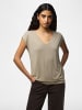 Pieces T-Shirt mit V-Ausschnitt in Silver Mink1