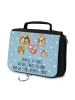 Mr. & Mrs. Panda Kosmetiktasche Igel Familie mit Spruch in Blau Pastell