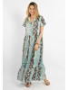 IZIA Damen Kleid Kurzarm Maxi in Blau Mehrfarbig
