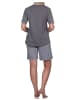 NORMANN kurzarm Shorty Schlafanzug Hose PepitaLook - 78955 in grau