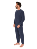 NORMANN Langarm Frottee Schlafanzug Pyjama Bündchen - 86665 in blau-mel.
