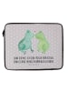 Mr. & Mrs. Panda Laptop Hülle Frosch Liebe mit Spruch in Grau Pastell