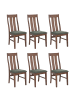 MCW 6er-Set Esszimmerstuhl M58, Dunkles Gestell, dunkelgrün