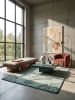 KADIMA DESIGN Wollteppich Kurzflor TINGIR Abstrakt Handgetuftet Naturfaser Wohnzimmer in Blau