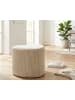 Mauro Ferretti Herzförmiger Pouf aus cremefarbenem Plüschstoff, 49 x 45 x 42 cm