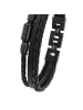 S. Oliver Jewel Armband Edelstahl, IP Schwarz, Carbon/Leder in Schwarz