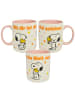 Snoopy Peanuts Snoopy Tasse die Welt Kaffeetasse Becher 320 ml in weiss/rosa