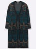 sheego Strickmantel in petrol-jade-gemustert