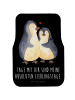 Mr. & Mrs. Panda Auto Fußmatte Pinguin umarmen mit Spruch in Schwarz