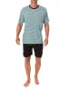 NORMANN Kurzarm Schlafanzug Pyjama Shorty Streifen in türkis