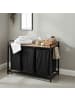 relaxdays Wäschesammler in Schwarz/ Natur - (B)109,5 x (H)73,5 x (T)33 cm