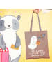 Mr. & Mrs. Panda Tote Bag Gespenst Kaffee mit Spruch in Braun Pastell