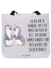 Mr. & Mrs. Panda Tasche Pinguine trösten mit Spruch in Grau Pastell
