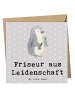 Mr. & Mrs. Panda Einladungskarte Friseur Leidenschaft mit Spruch in Grau Pastell