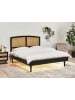 Beliani Doppelbett VARZY in Schwarz/Heller Holzfarbton - (W) 165 x (H) 149 x (L) 204 cm