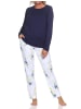 NORMANN Schlafanzug langarm Pyjama floraler Print Jersey - 84750 in marine
