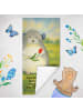 Mr. & Mrs. Panda Badehandtuch Chinchilla Blume Design mit Spruch in Gelb Pastell