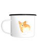 Mr. & Mrs. Panda XL Emaille Tasse Corgi Po ohne Spruch in Weiß