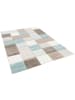 Pergamon Designer Teppich Maui Pastell Blau Beige Karo in Blau Beige
