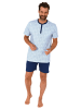 NORMANN Schlafanzug kurzarm Shorty Knopfleiste am Hals - 78378 in marine