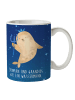 Mr. & Mrs. Panda Kaffeebecher Sternzeichen Wassermann mit Spruch in Sternenhimmel Blau