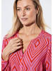 GOLDNER Viskose-Bluse mit Tunika-Ausschnitt in rot / pink / gemustert