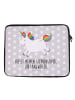 Mr. & Mrs. Panda Notebook Tasche Einhorn Happy mit Spruch in Grau Pastell