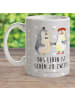 Mr. & Mrs. Panda Kindertasse Pinguin Heirat mit Spruch in Grau Pastell