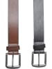Urban Classics Urban Classics Easy Synthetic Leather Belt 2-Pack in black/silver+brown/silver