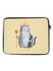 Mr. & Mrs. Panda Laptop Sleeve Katze König ohne Spruch in Gelb Pastell