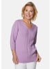 GOLDNER Kurzgröße:  Superweicher V-Pullover in Leichtstrick in violett