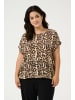 KAFFE curve Kurzarm-Bluse KCami Loose fit in Naturel Leopard Print