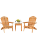 COSTWAY Klappbare Adirondack Stühle mit Tisch in Hellbraun