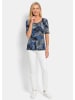 GOLDNER Viskoseshirt mit Palmenprint in royalblau / grau / schwarz / gemustert