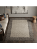 KADIMA DESIGN Teppich Hochflor Shaggy Waschbar Bordüre RHEIN Strapazierfähig in Taupe