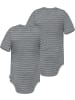 Normani Outdoor Sports 2er Set Baby Merino Body Kurzarm Tauranga in Grau gestreift