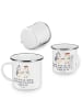 Mr. & Mrs. Panda Camping Emaille Tasse 3. Hochzeitstag Lederhoch... in Weiß