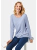 GOLDNER Kurzgröße:  Langarmshirt mit tonaler Zierkante in hellblau