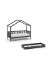 58 aufm Kessel HAUSBETT Kapua 210x170x97 mit Bettschublade Massivholz in Anthrazit