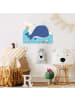 WALLART Kindergarderobe Holz - Freundlicher Wal im Meer in Blau