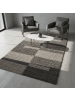 KADIMA DESIGN Teppich Hochflor Shaggy Waschbar Karo WERFEN Strapazierfähig in Taupe