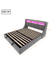 ABRIHOME Doppelbett 180 x 200 cm mit Steckdose und Ablagefach, LED Beleuchtung, Grau