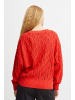 ICHI Strickpullover IHMARNAS LS2  - 20118080  Strickpullover mit Strukturmuster in Rot
