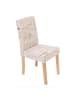 MCW 4x Esszimmerstuhl Littau, Textil mit Schriftzug, creme, helle Beine