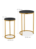 relaxdays 2-tlg. Satztisch-Set in Schwarz/ Gold
