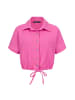 Cloud5ive Cloud5ive Cropped Baumwoll Bluse mit Knopfleiste & Tunnelzug in fuchsia