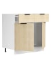 VCM  Küchenschrank B 80 cm Unterschrank Schublade Fasola in Weiß / Honig-Eiche