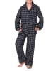 NORMANN Flanell Pyjama langarm Schlafanzug Karo Knopfleiste - 70128 in grau