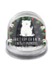 Mr. & Mrs. Panda Schneekugel Eisbär Faul mit Spruch in Kreidetafel